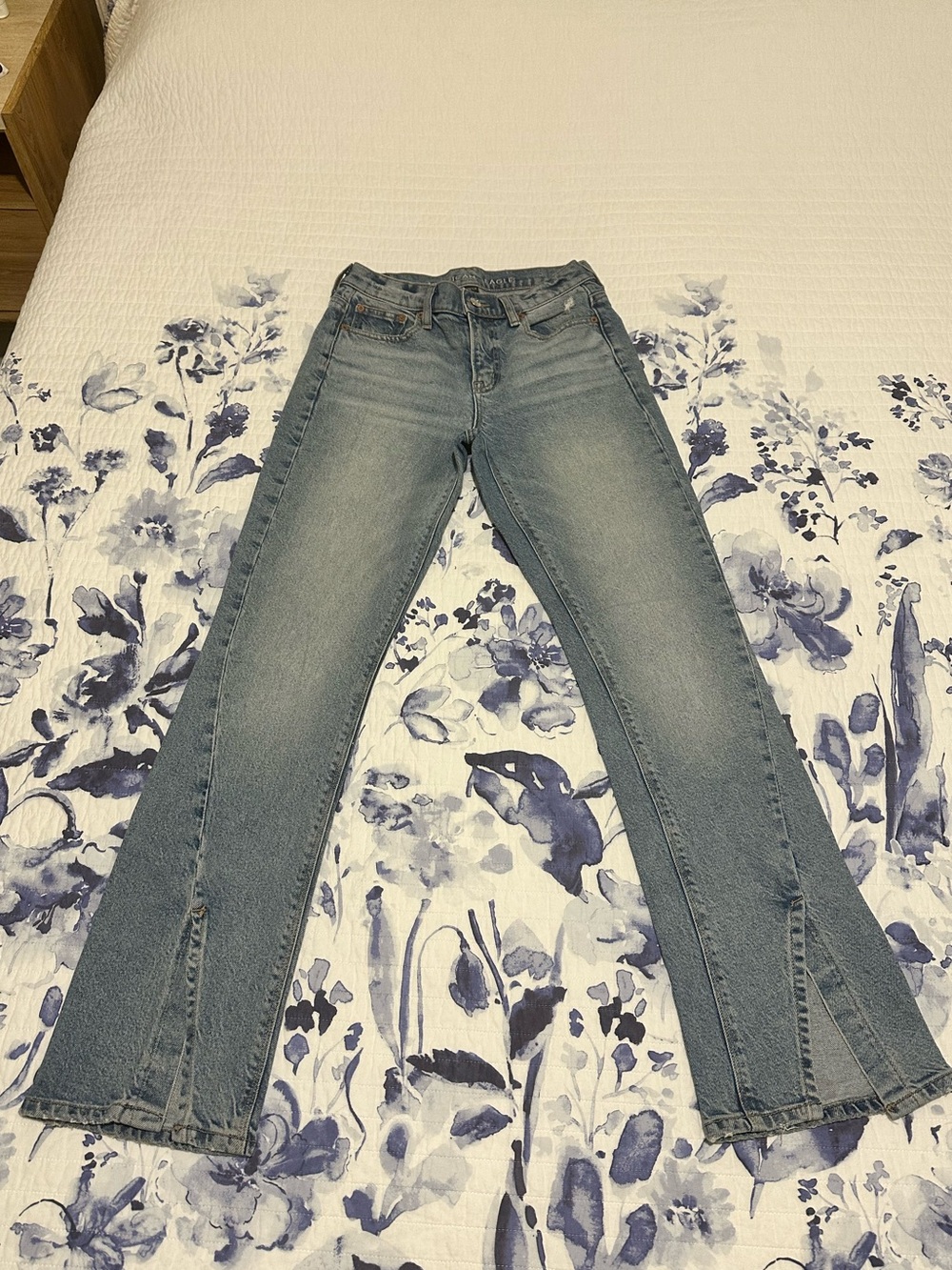 American Eagle Outfitters Blue Flare Jeans with Front Slits